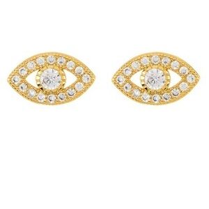 Adornia 14K Over Silver Crystal Evil Eye Studs